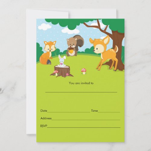 Forest Animals Woodland Invitation Fill In