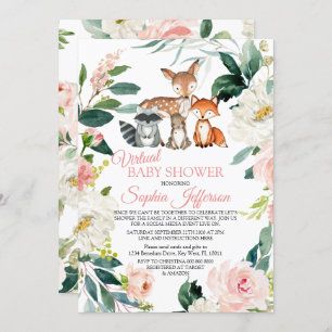 Forest Animals Woodland Virtual Baby Shower Invitation