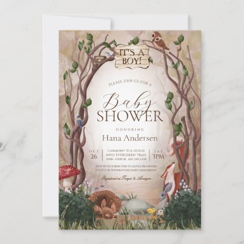 Forest Animals  Woodland Whimsical Baby Shower Invitation