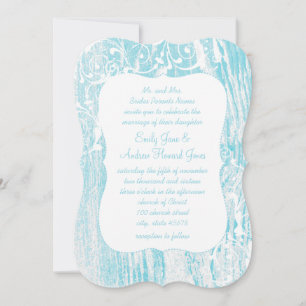Forest Aqua Old Barn Wood Wedding Invitation