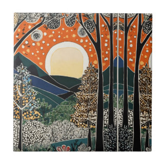  Forest Art Nouveau Tile” Ceramic Tile