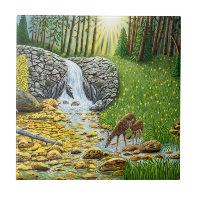 Forest At Dawn Ceramic Tile (Front)
