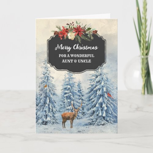 Forest Aunt and Uncle Merry Christmas Card