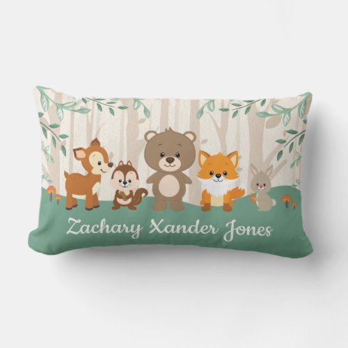 Forest Baby Animals Woodland Nursery Decoration Lumbar Pillow