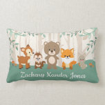 Forest Baby Animals Woodland Nursery Decoration Lumbar Pillow<br><div class="desc">Woodland themed throw cushion featuring adorable forest animals - bear,  deer,  fox,  chipmunk and a rabbit</div>
