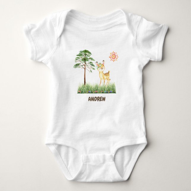 Forest Baby Deer T-Shirt one piece bodysuit (Front)