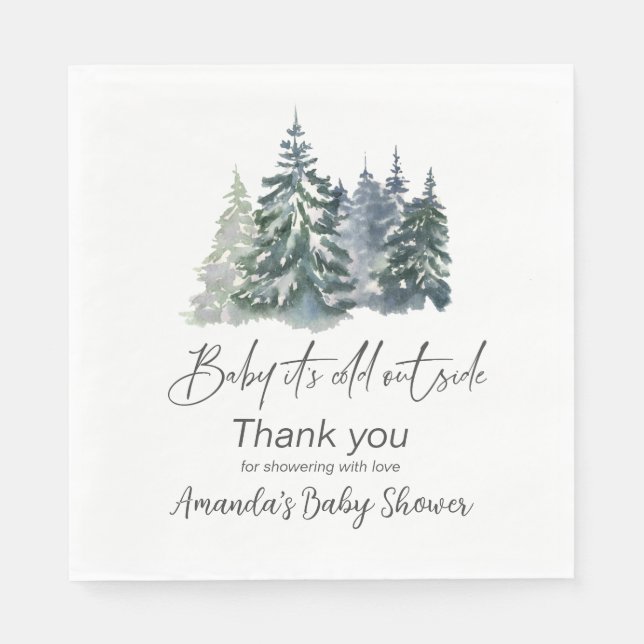 Forest Baby It’s Cold Outside Winter Baby Shower Napkins (Front)