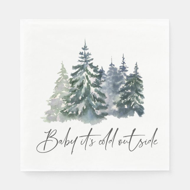 Forest Baby It’s Cold Outside Winter Baby Shower Napkins (Front)