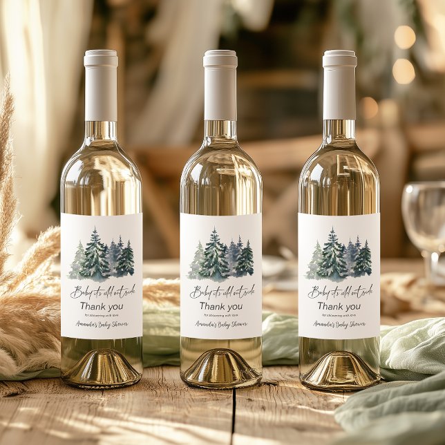 Forest Baby It’s Cold Outside Winter Baby Shower Wine Label (Creator Uploaded)