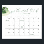Forest baby shower guess Due Date Calendar  Poster<br><div class="desc">The design of the baby shower guess Due Date Calendar is a beautiful example of simplicity at its finest. The use of a soft and gentle watercolor technique adds a touch of elegance to the design, while the minimalist approach emphasizes the beauty of the forest theme. The color palette is...</div>