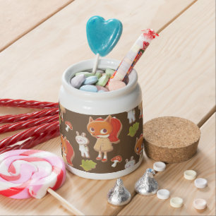 Forest Bakery: Fox Girl & Animal Cookies Pattern Candy Jar