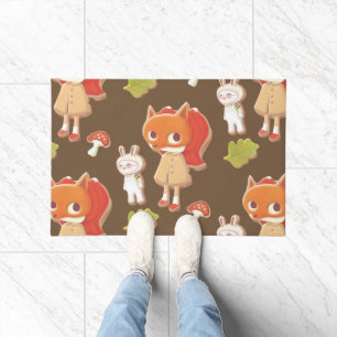 Forest Bakery: Fox Girl & Animal Cookies Pattern Doormat