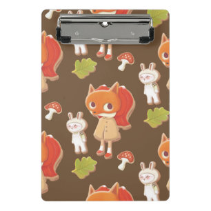 Forest Bakery: Fox Girl & Animal Cookies Pattern Mini Clipboard