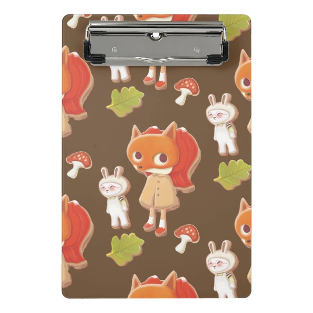 Forest Bakery: Fox Girl & Animal Cookies Pattern Mini Clipboard (Front)