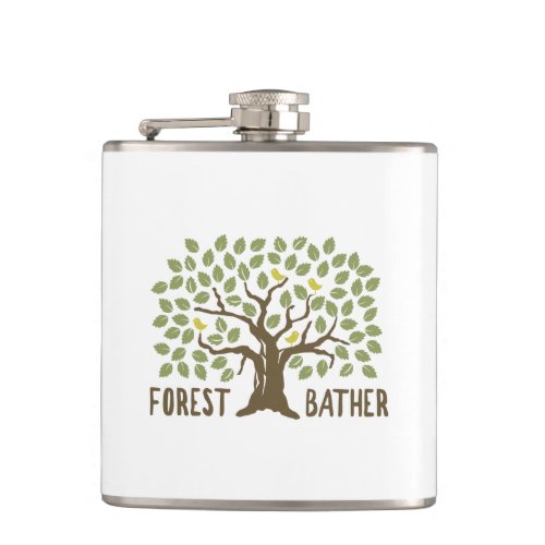 Forest Bather Birds Flask