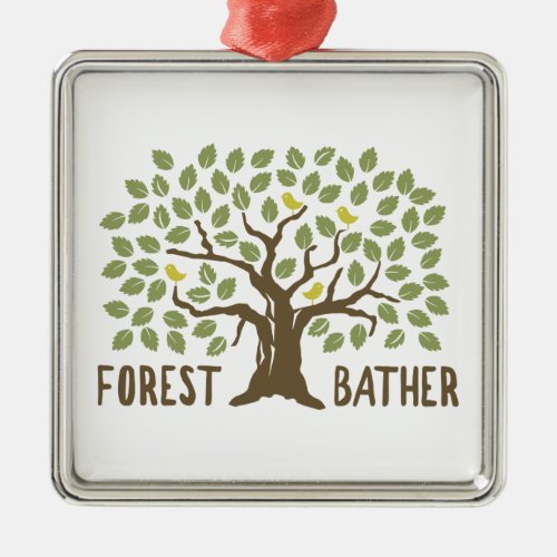 Forest Bather Birds Metal Ornament