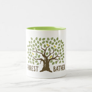 Forest Bather Birds Two-Tone Coffee Mug