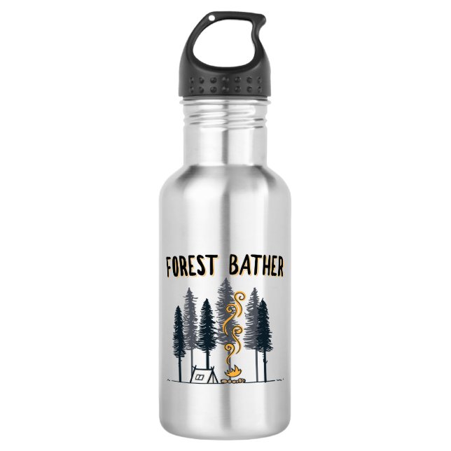 Forest Bather Camping Stainless Steel Water Bottle (Front)