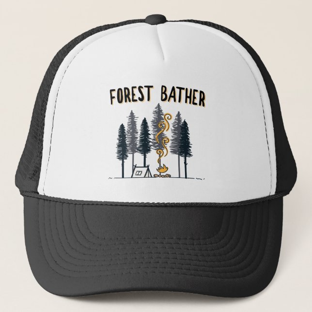 Forest Bather Camping Trucker Hat (Front)