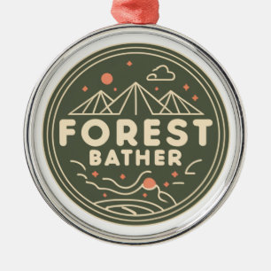 Forest Bather Circle Metal Ornament