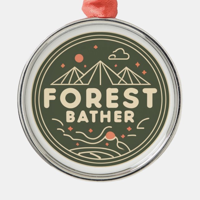 Forest Bather Circle Metal Ornament (Front)