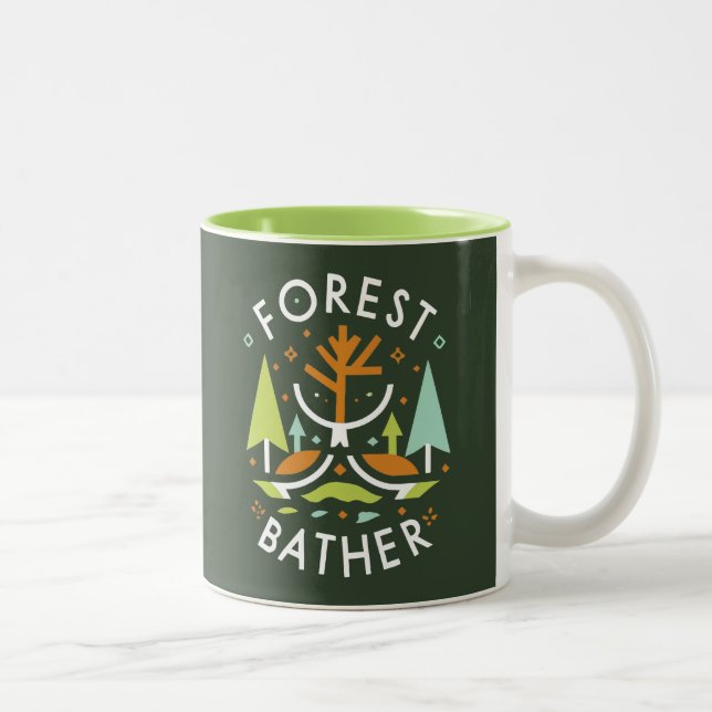 Forest Bather Cubist Two-Tone Coffee Mug (Right)