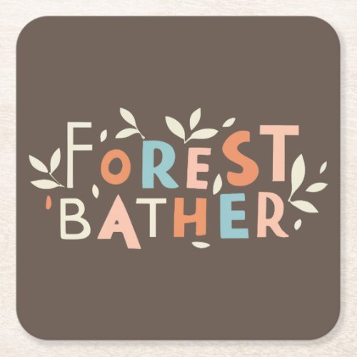 Forest Bather Custom Text Square Paper Coaster