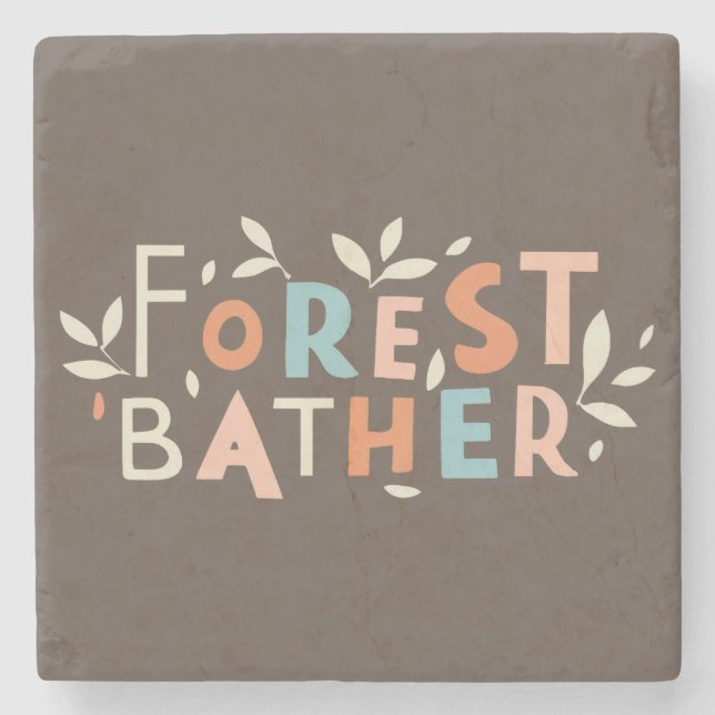 Forest Bather Custom Text Stone Coaster (Front)