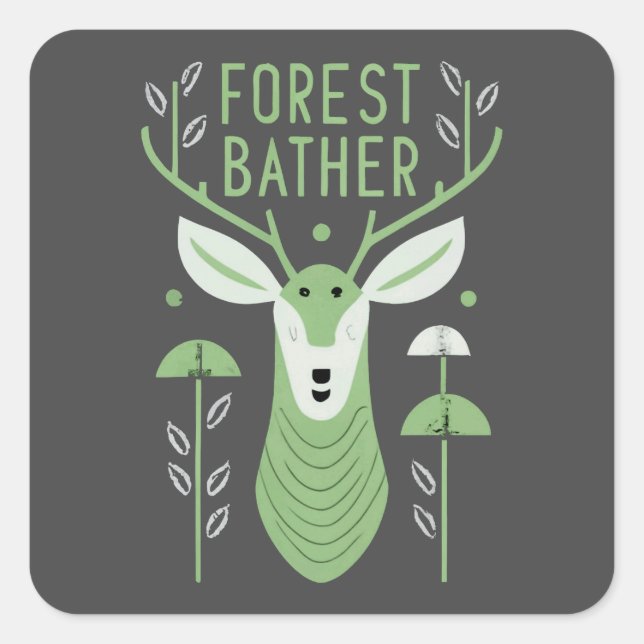 Forest Bather Deer Square Sticker (Front)