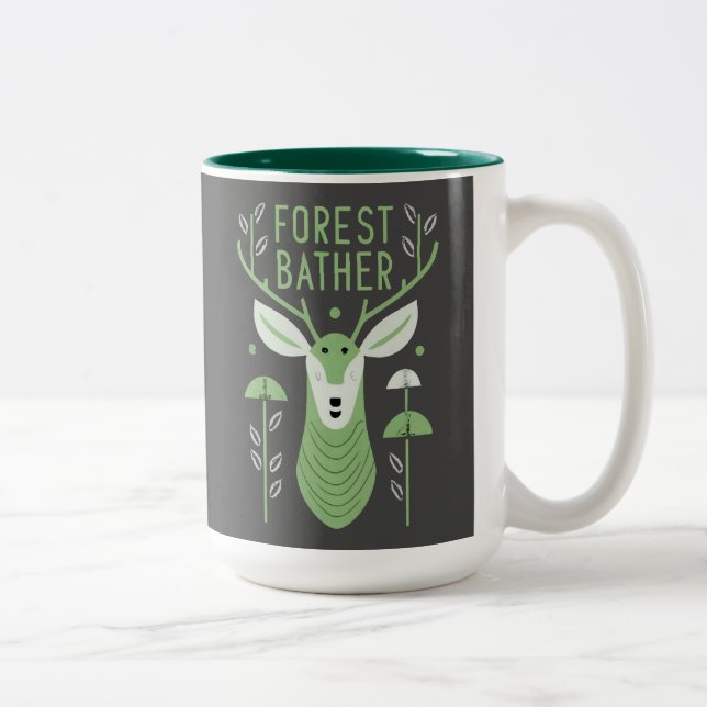 Forest Bather Deer Two-Tone Coffee Mug (Right)