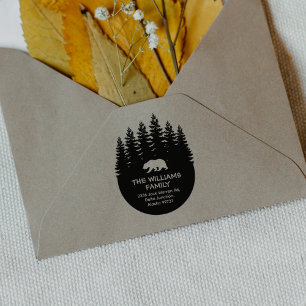Forest Bear Family Return Address Rubber Stamp