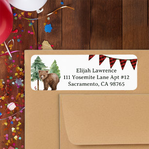 Forest Bear One Happy Camper Return Address Label