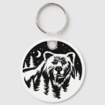 Forest Bear With Night Sky, Outdoors Nature Lover  Keychain at Zazzle