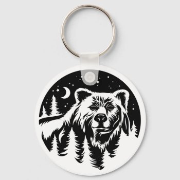 Forest Bear With Night Sky  Outdoors Nature Lover  Keychain by CountryCorner at Zazzle