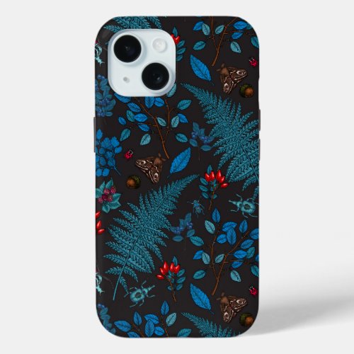 Forest berries leaves and bugs 1 iPhone 15 case