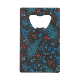 Forest berries, leaves and bugs 1 credit card bottle opener
