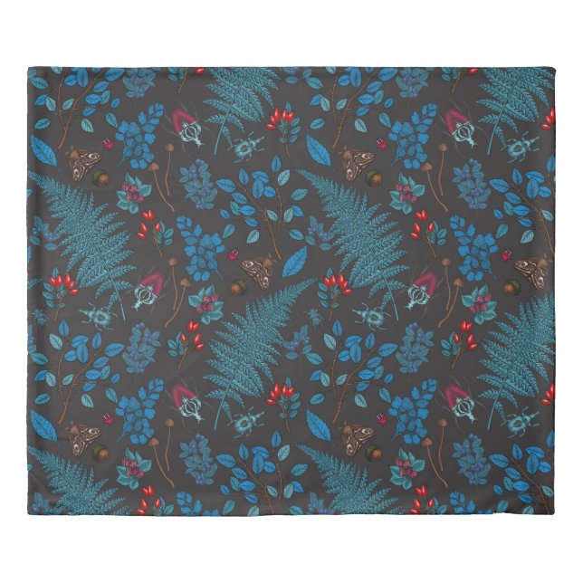 Forest berries, leaves and bugs 1 duvet cover (Front)