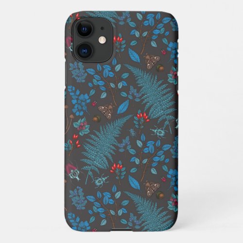 Forest berries leaves and bugs 1 iPhone 11 case