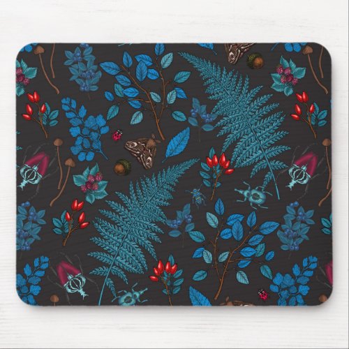 Forest berries leaves and bugs 1 mouse pad