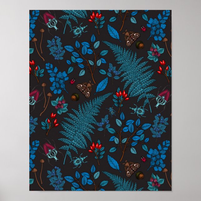 Forest berries, leaves and bugs 1 poster (Front)