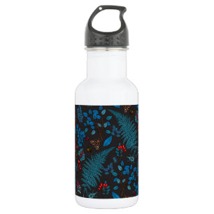 Forest berries, leaves and bugs 1 stainless steel water bottle