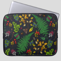Forest berries, leaves and bugs on graphite black laptop sleeve