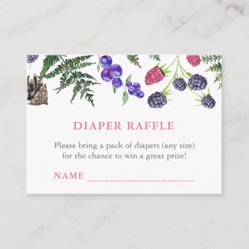 Forest Berries Woodland Diaper Raffle Shower Enclosure Card