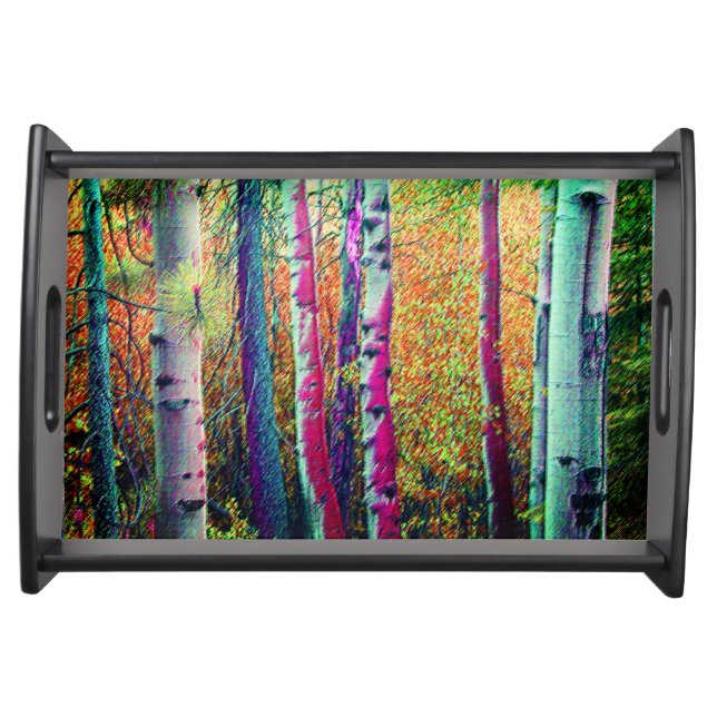 *~* Forest Birch Tree Pine Tree Boughs Serving Tray (Front)