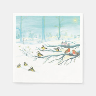 Forest birds in winter napkins