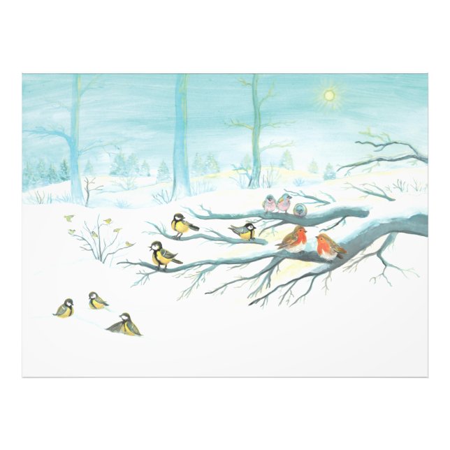 Forest birds in winter   photo print (Front)