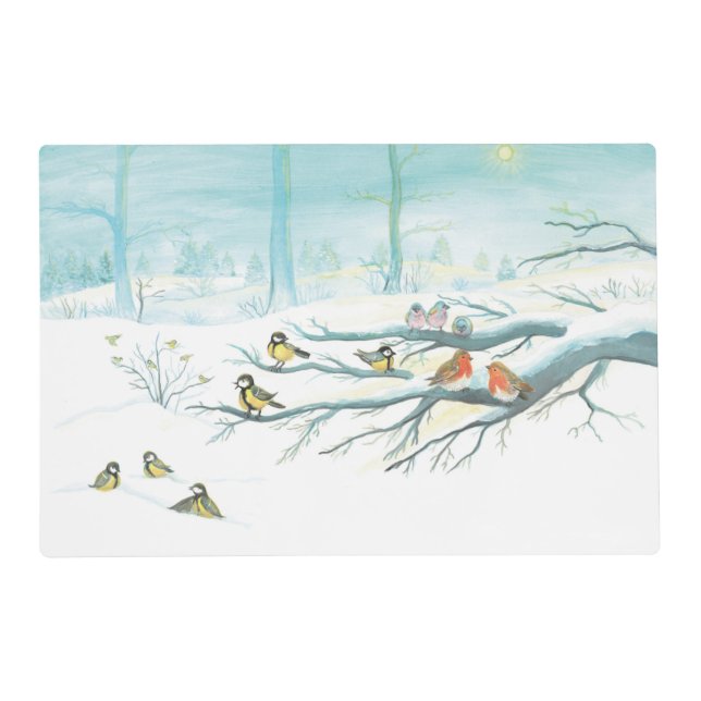 Forest birds in winter  placemat (Front)