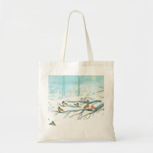 Forest birds in winter  tote bag