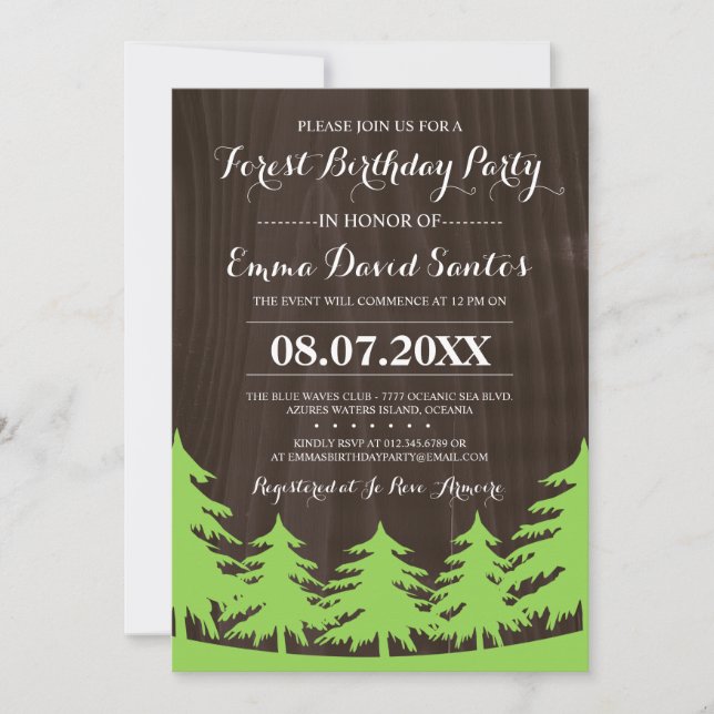 Forest Birthday Party Invites (Front)