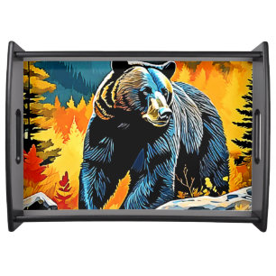 Forest Black Bear Majesty Design Serving Tray
